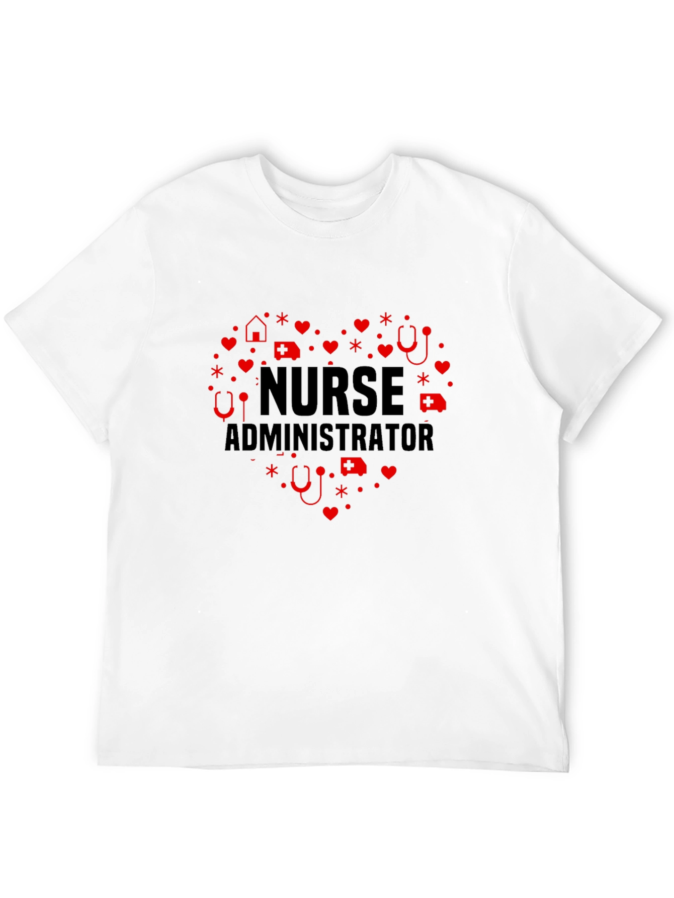 Nurse Administrator Heart Graphic Tee - Black