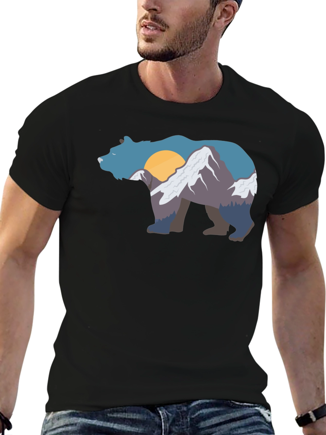 Bear Mountain Graphic Tee - Black Crew Neck