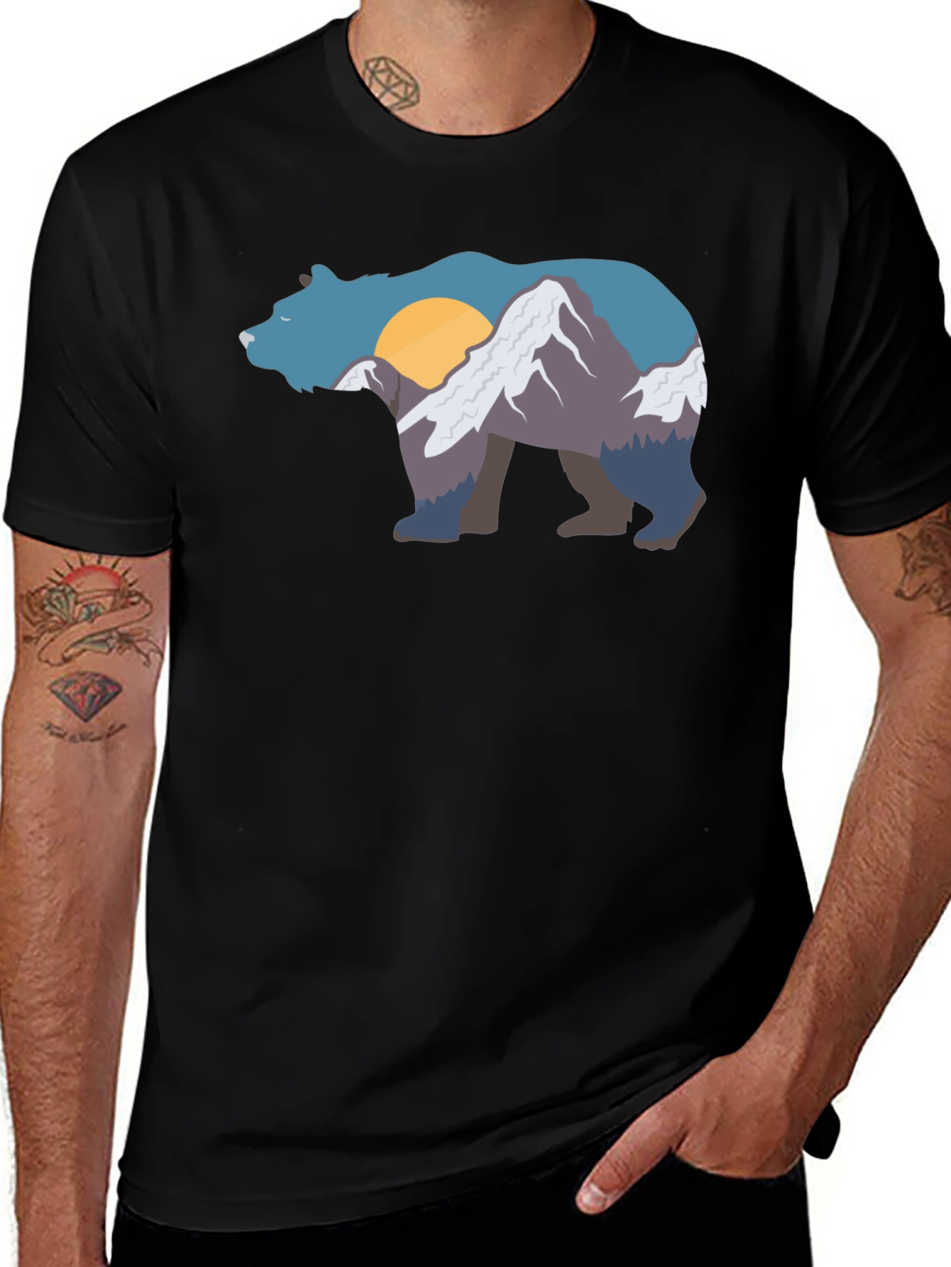 Bear Mountain Graphic Tee - Black Crew Neck