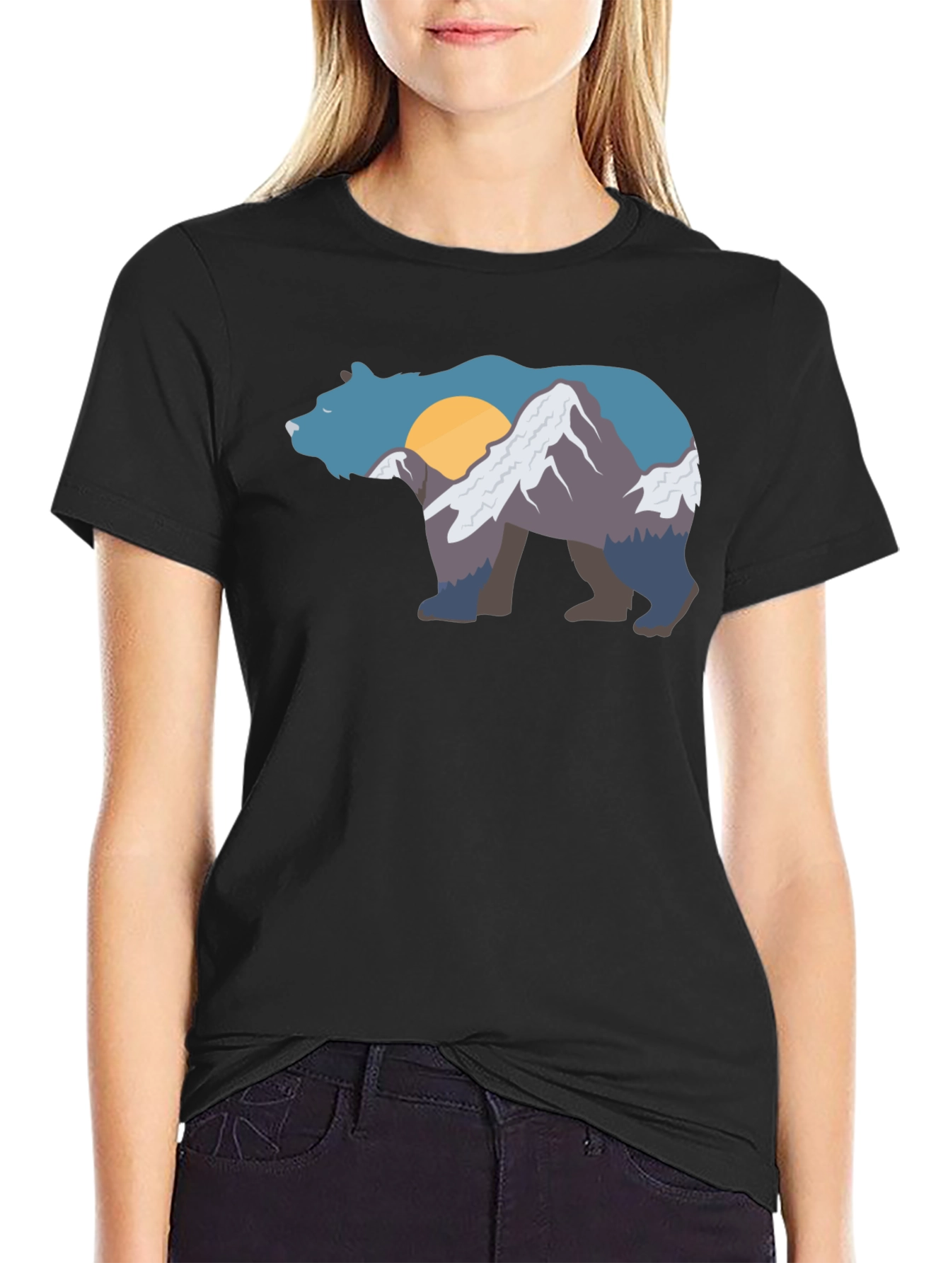 Bear Mountain Graphic Tee - Black Crew Neck