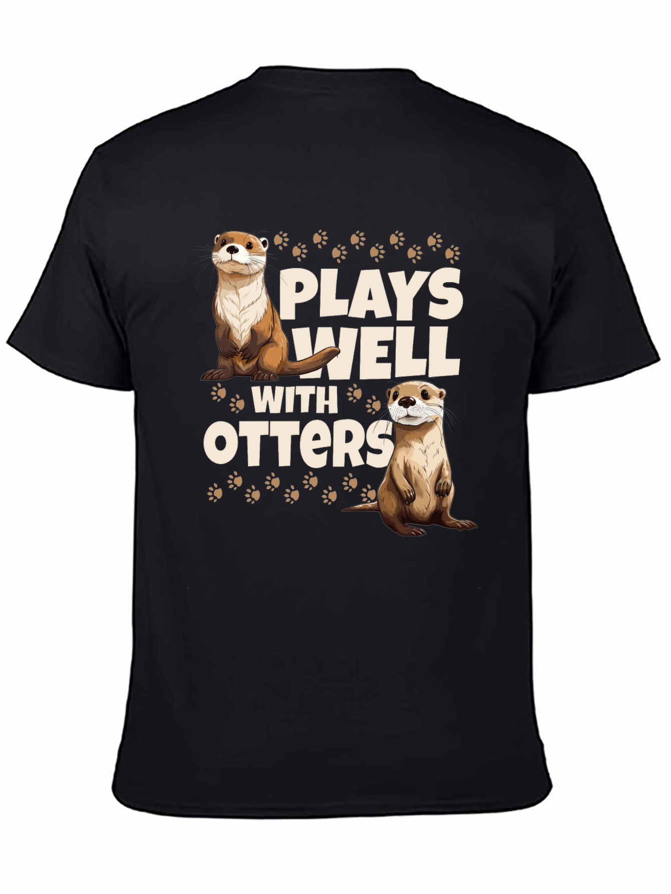 Plays Well With Otters Black T-Shirt