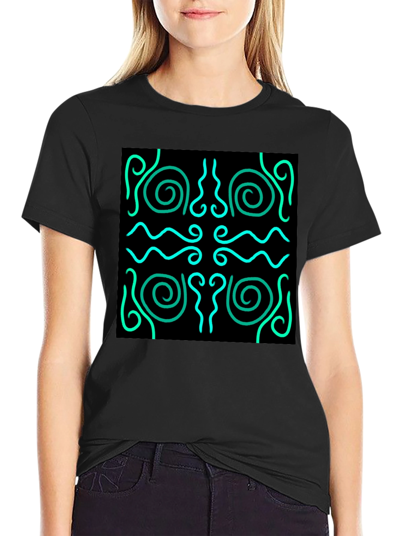 Stylish Black T-Shirt with Abstract Graphic Design