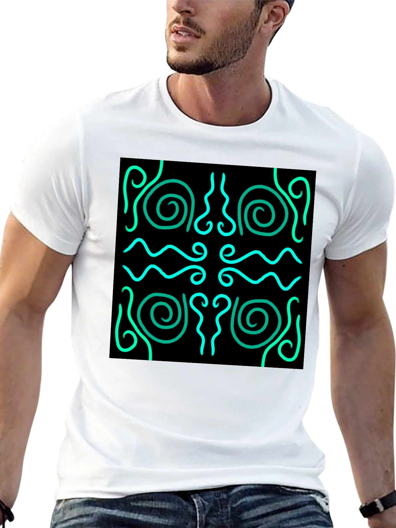 Stylish Black T-Shirt with Abstract Graphic Design