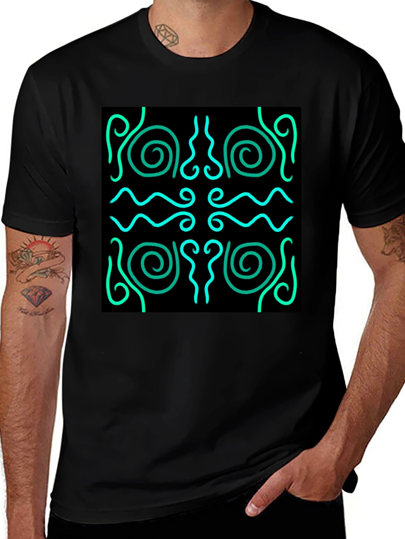 Stylish Black T-Shirt with Abstract Graphic Design