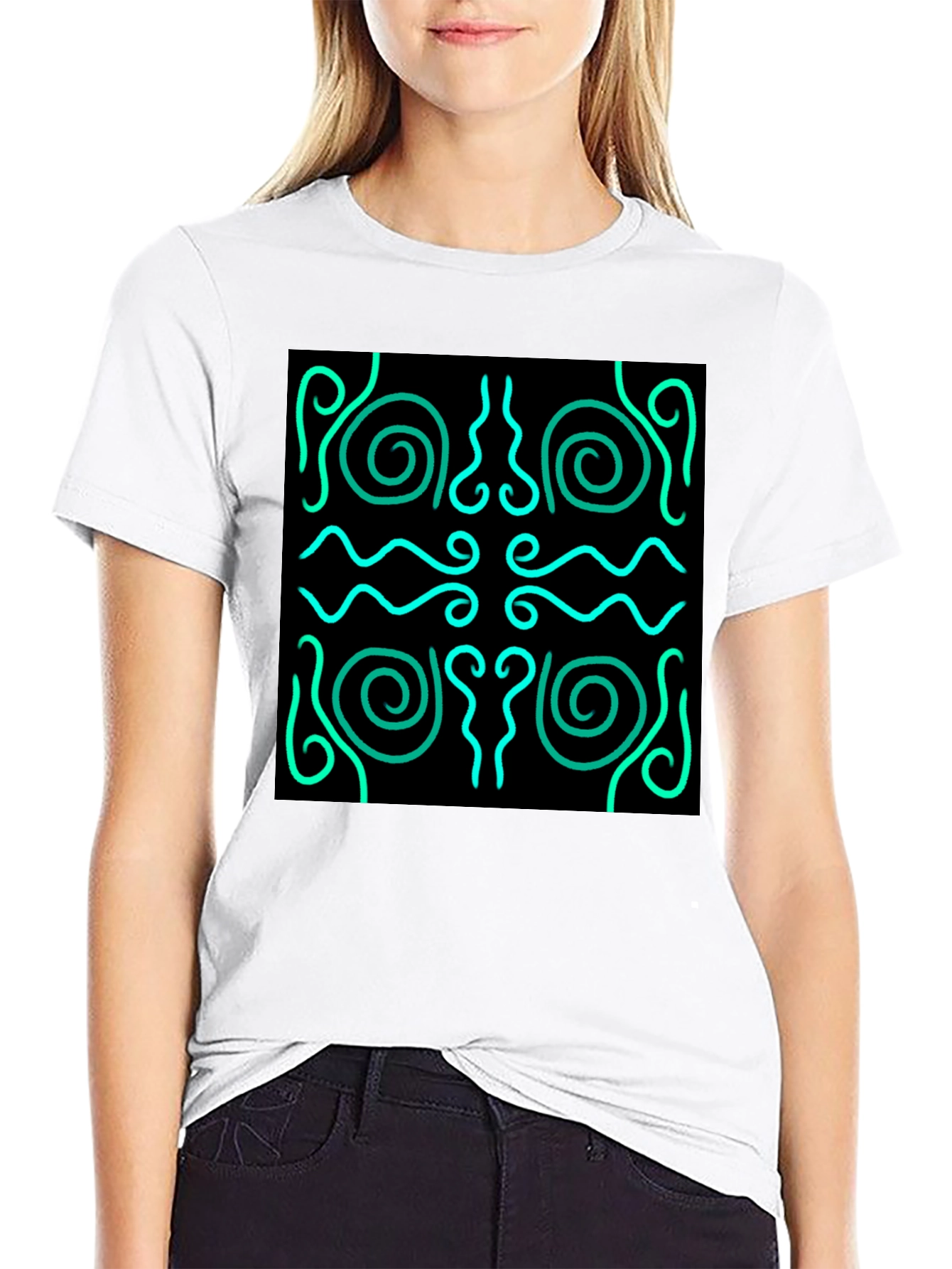 Stylish Black T-Shirt with Abstract Graphic Design