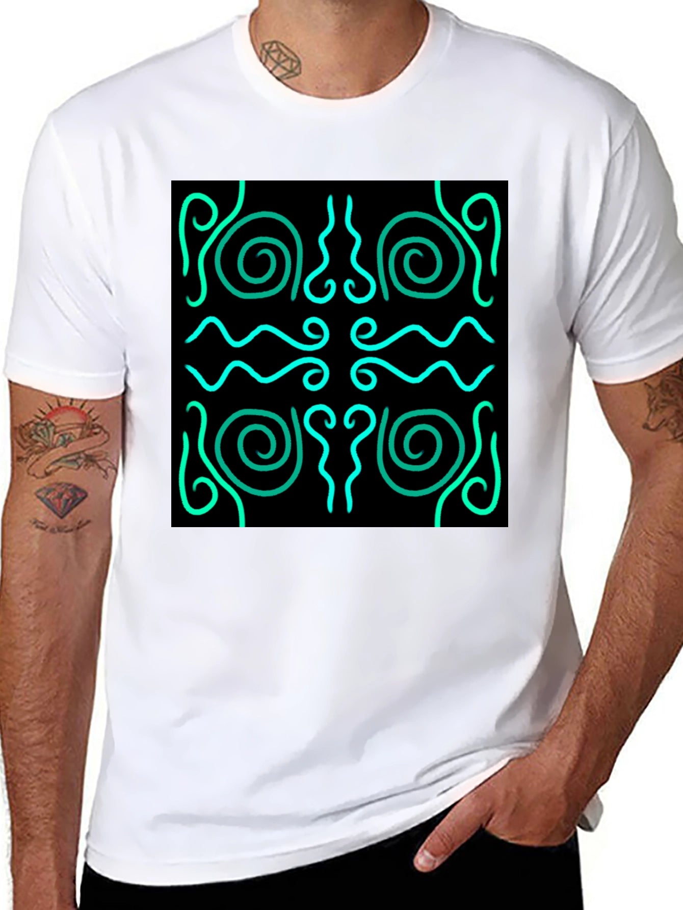Stylish Black T-Shirt with Abstract Graphic Design