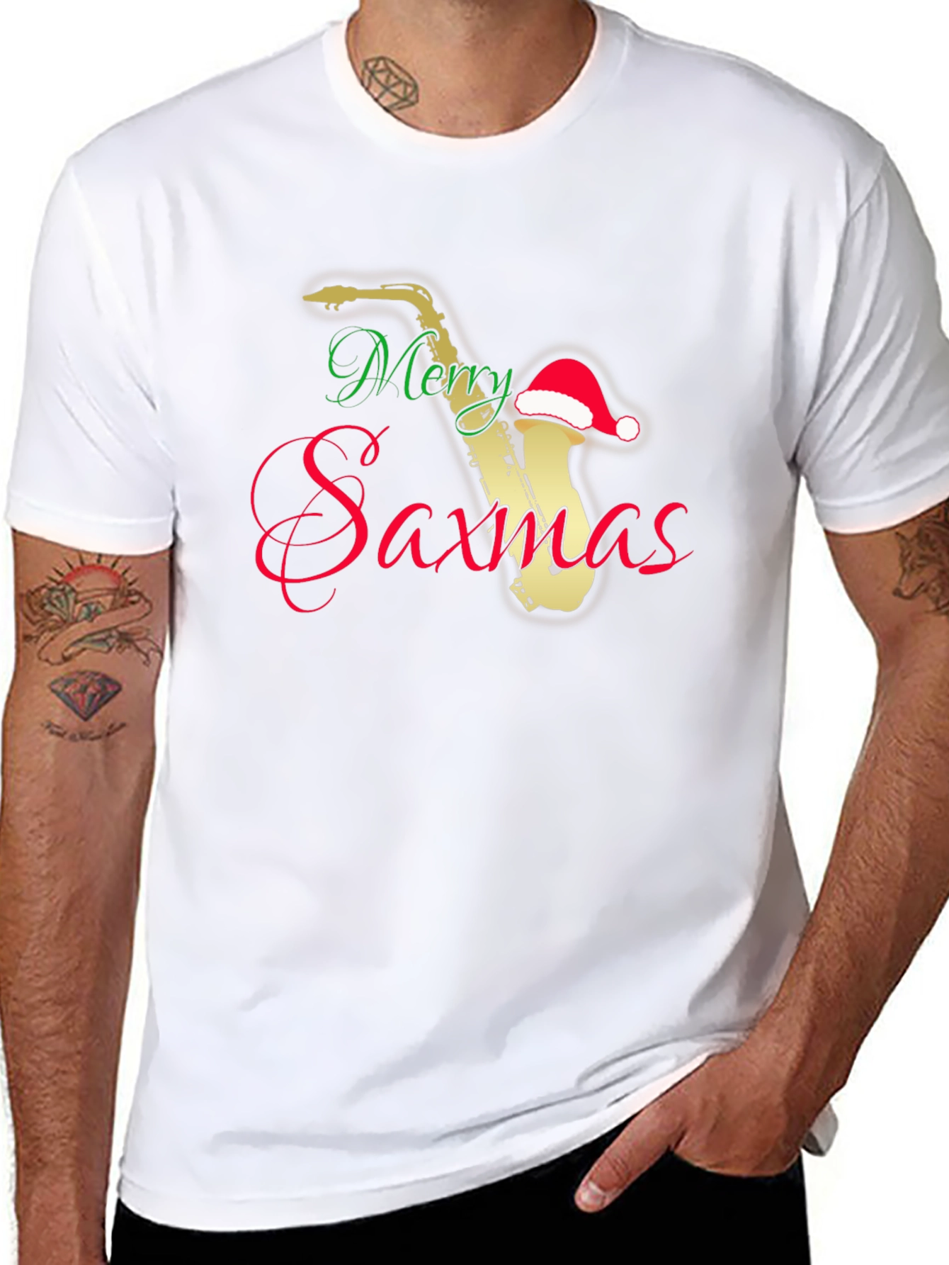 Merry Saxmas T-Shirt - Holiday Saxophone Music Tee