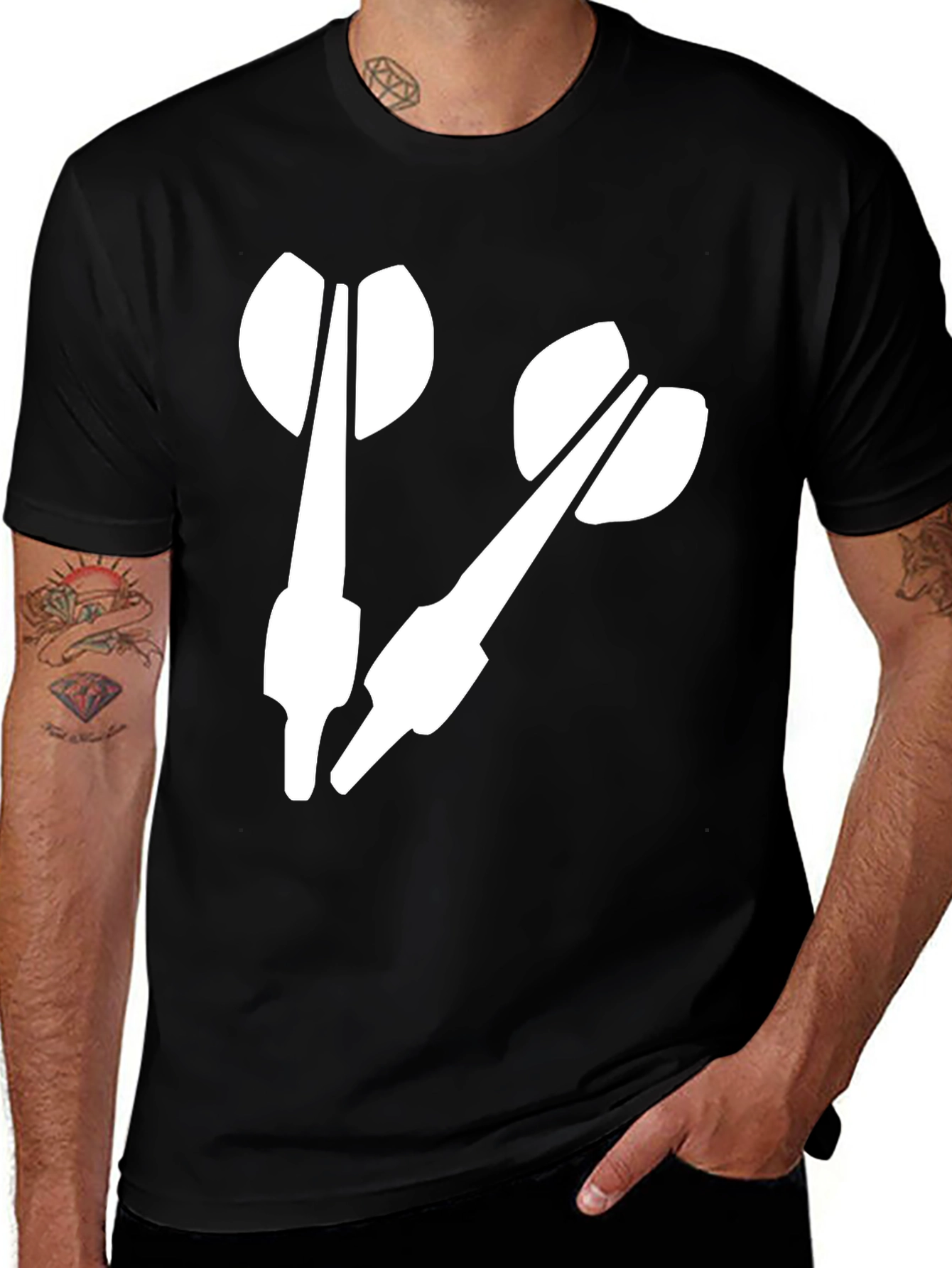 Darts Graphic Tee - Black Cotton Casual T-Shirt