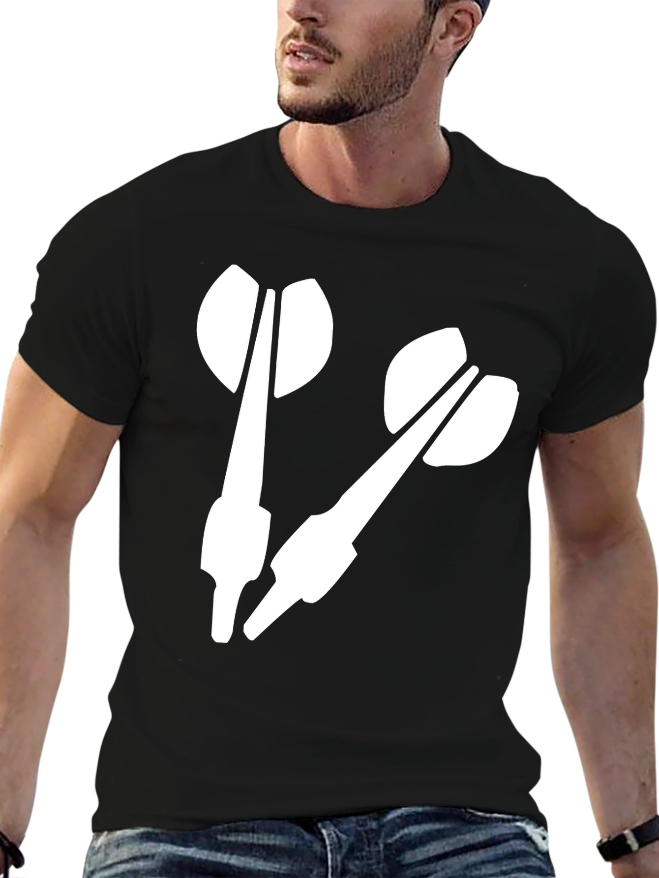 Darts Graphic Tee - Black Cotton Casual T-Shirt