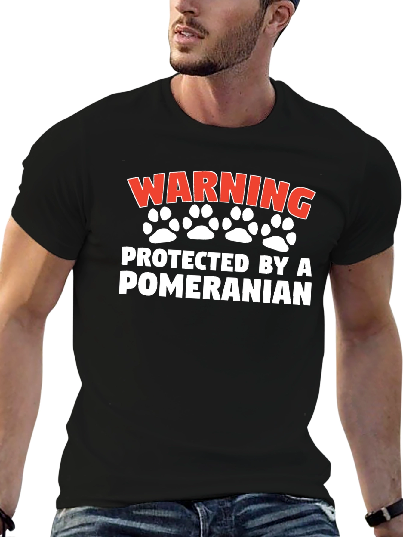 Warning Protected By Pomeranian Graphic Tee