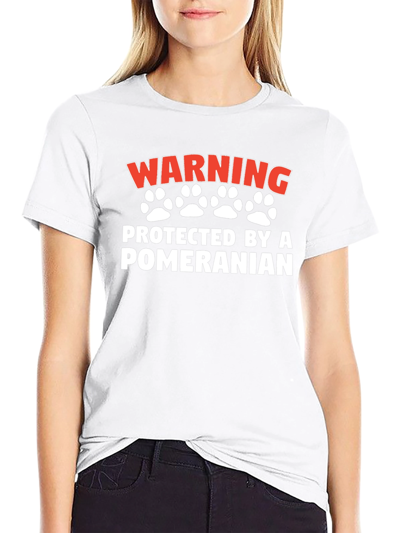 Warning Protected By Pomeranian Graphic Tee