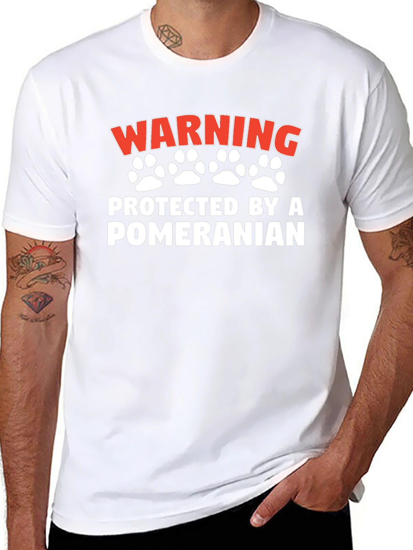 Warning Protected By Pomeranian Graphic Tee