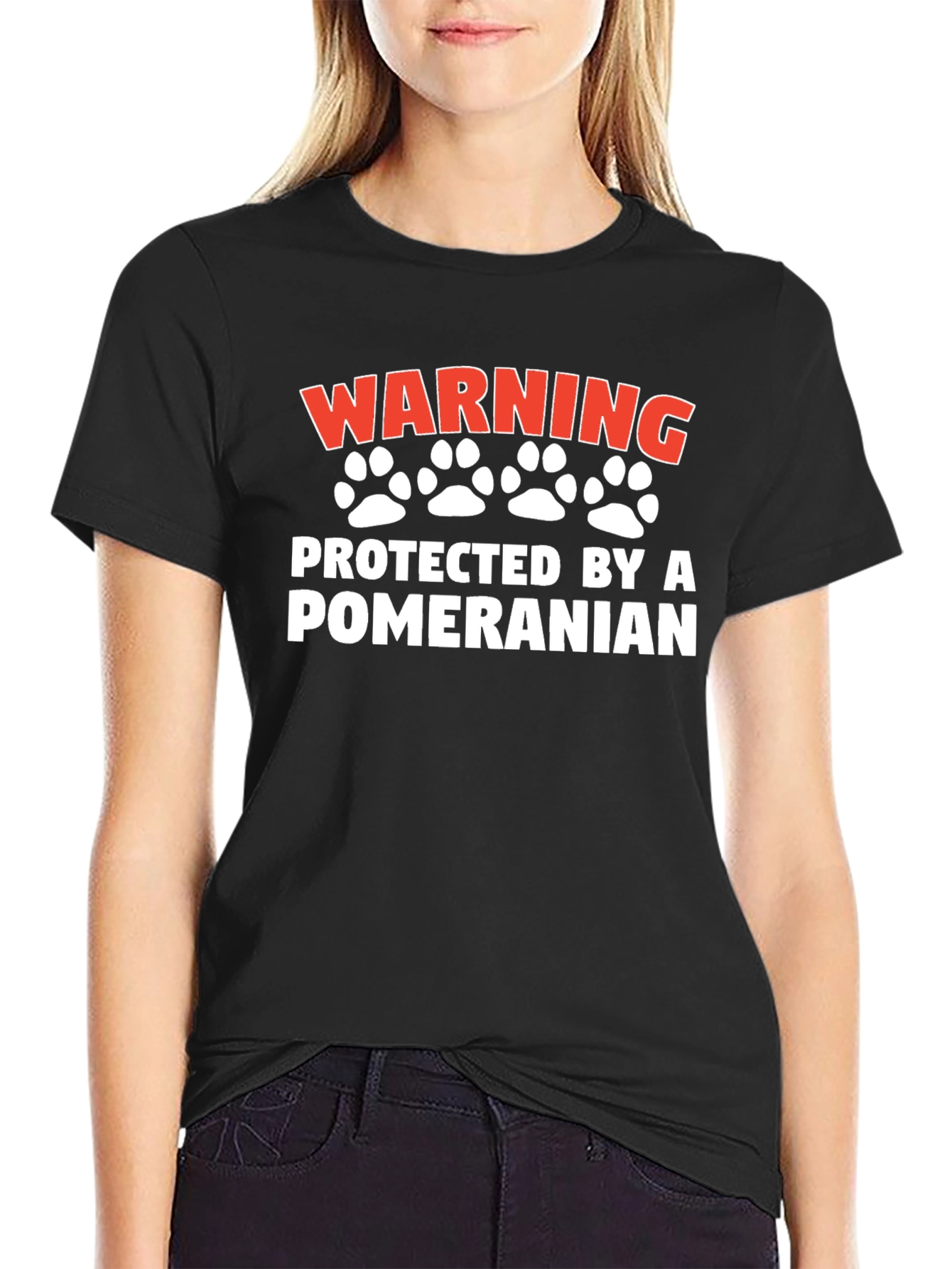Warning Protected By Pomeranian Graphic Tee