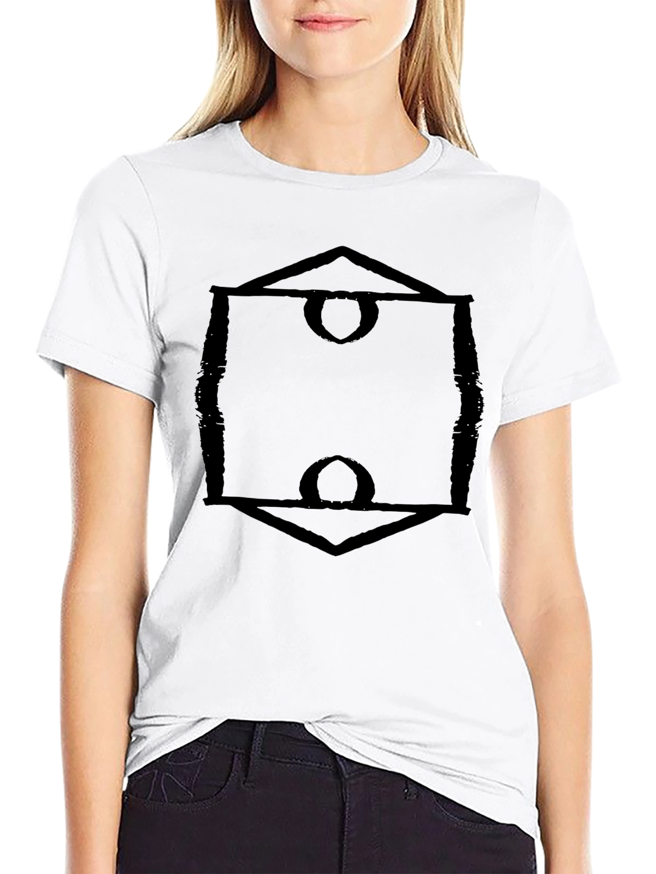 Abstract Geometric Design Black Tee