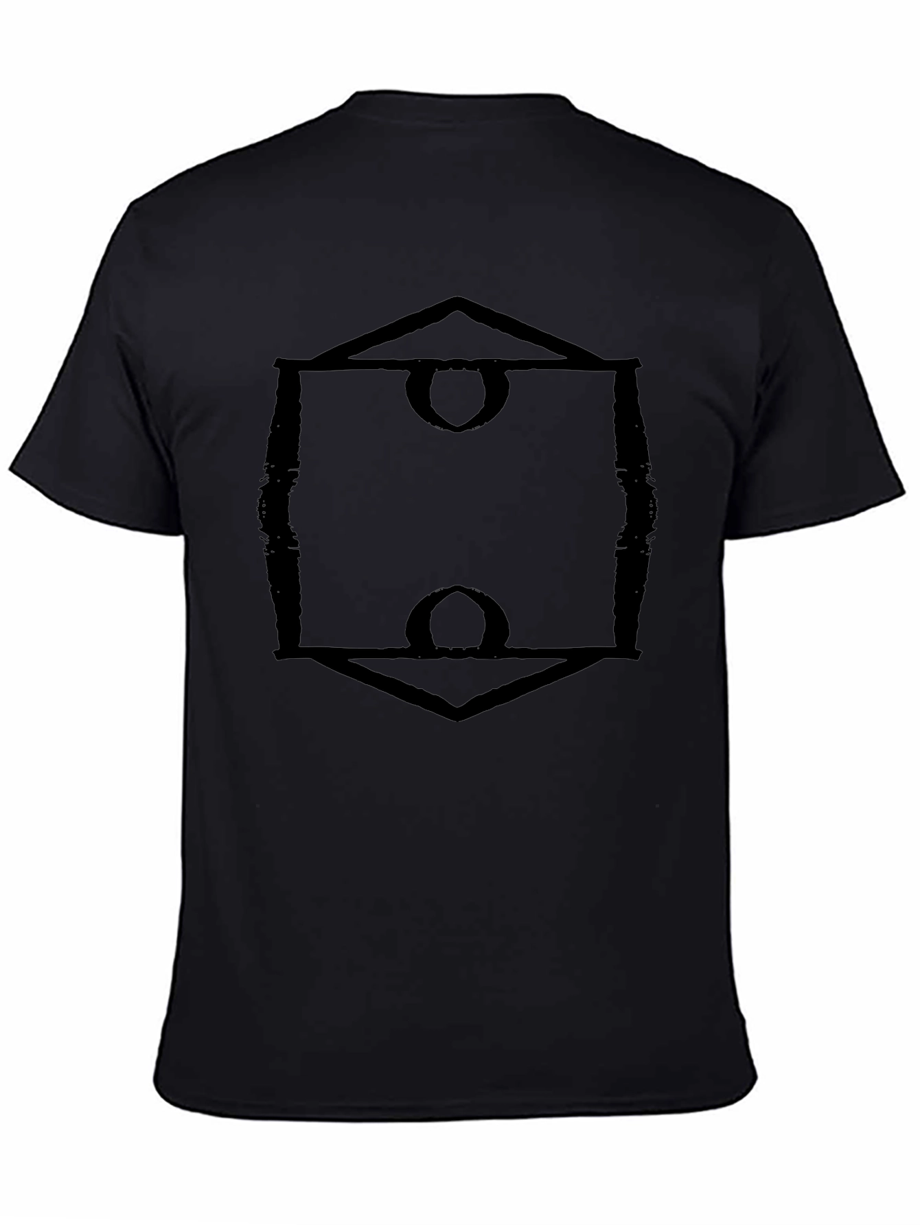 Abstract Geometric Design Black Tee