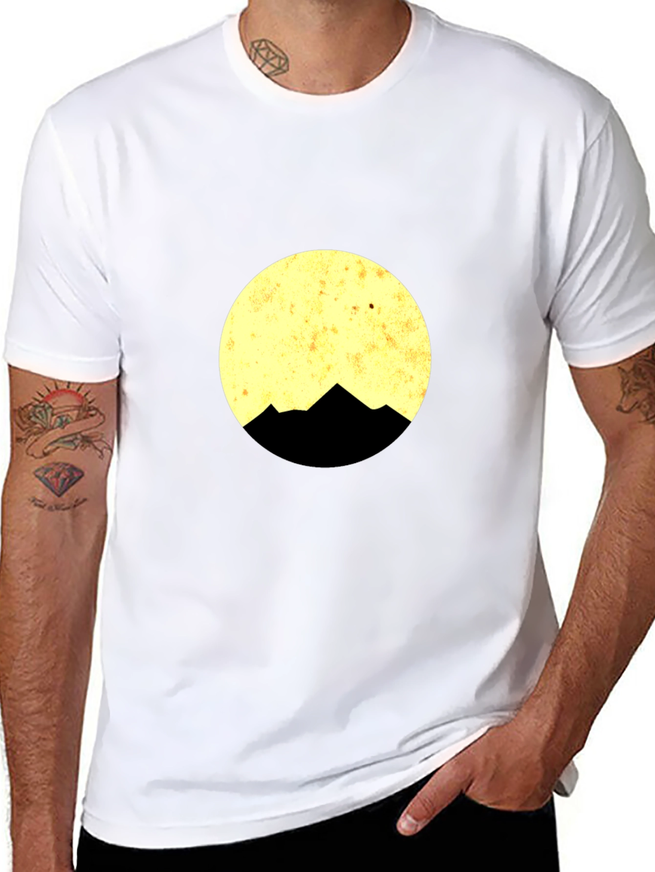 Mountain Moon Graphic Tee - Black Cotton