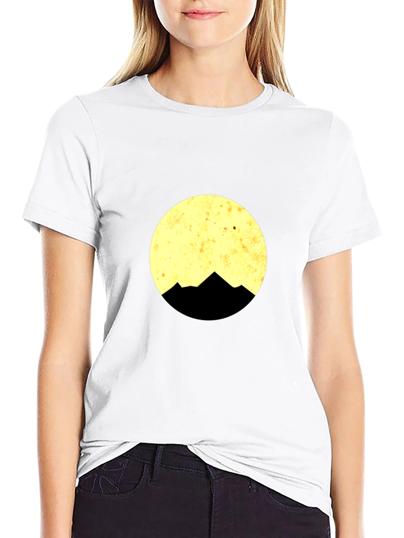 Mountain Moon Graphic Tee - Black Cotton