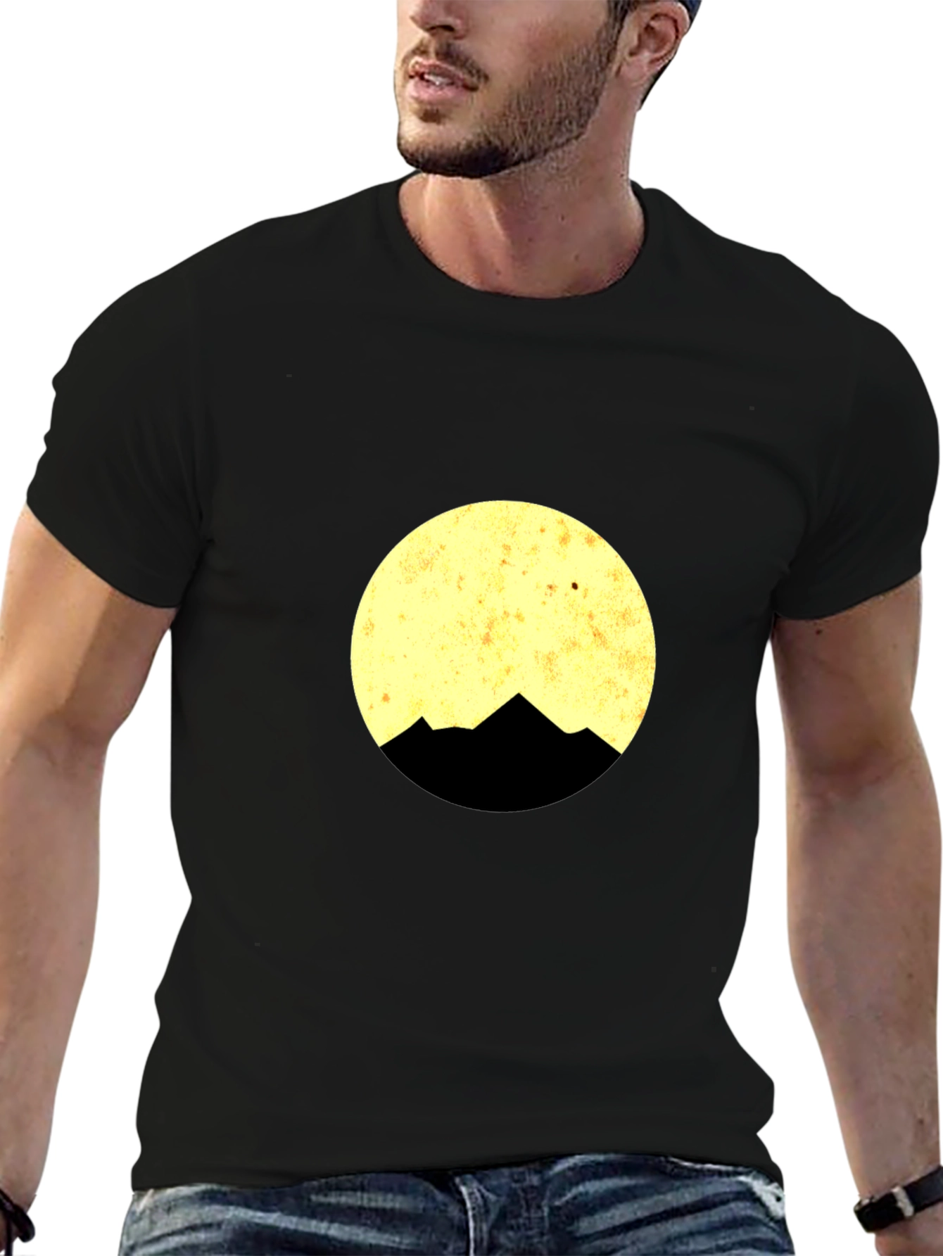 Mountain Moon Graphic Tee - Black Cotton