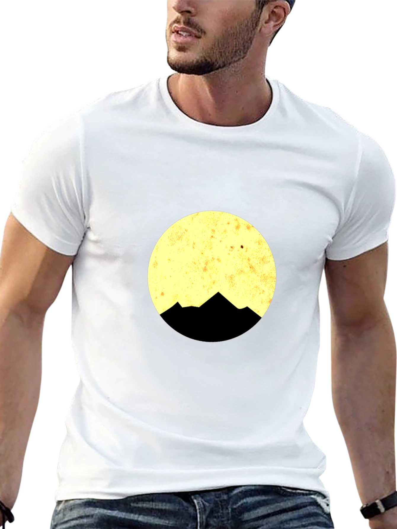 Mountain Moon Graphic Tee - Black Cotton