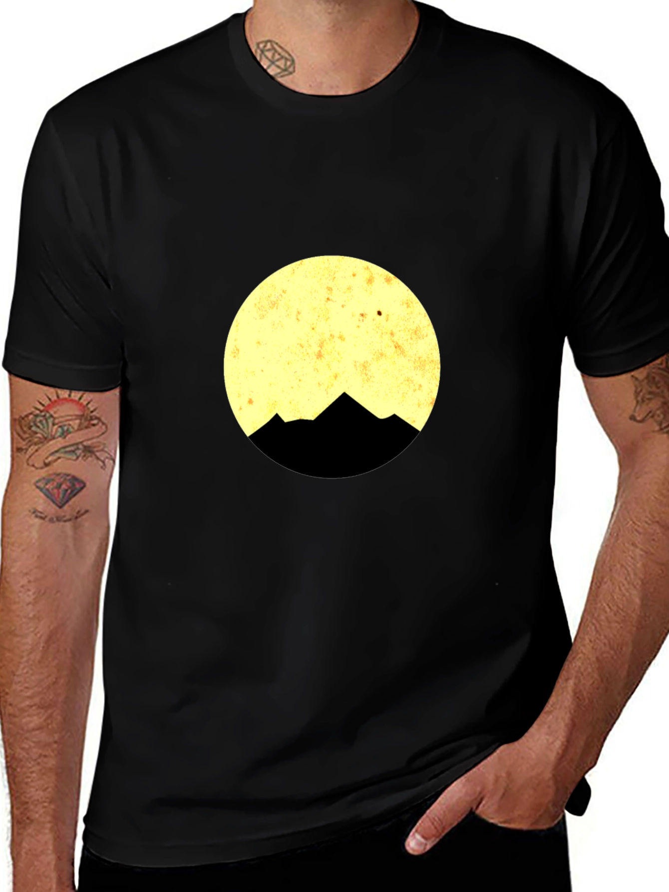 Mountain Moon Graphic Tee - Black Cotton