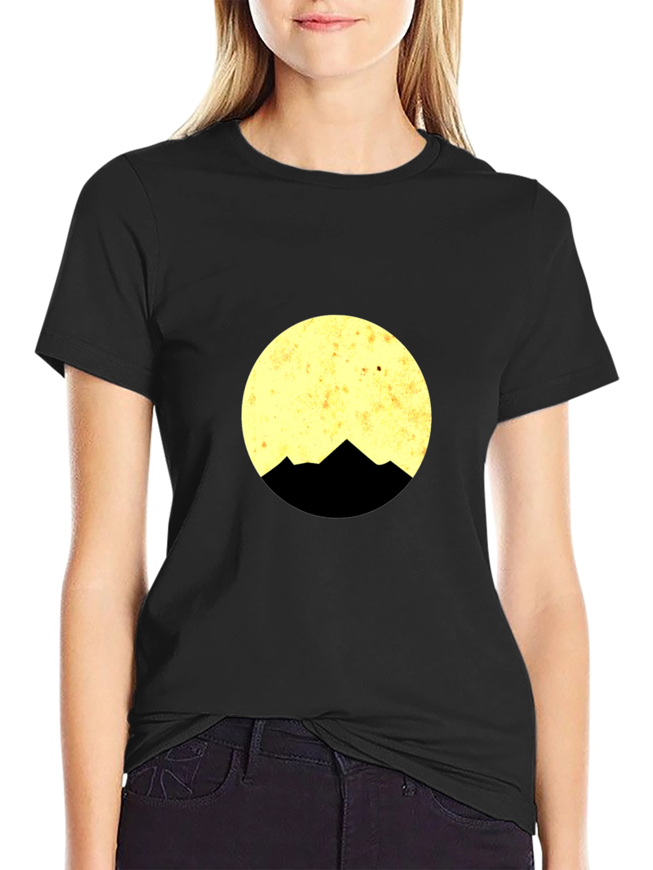 Mountain Moon Graphic Tee - Black Cotton