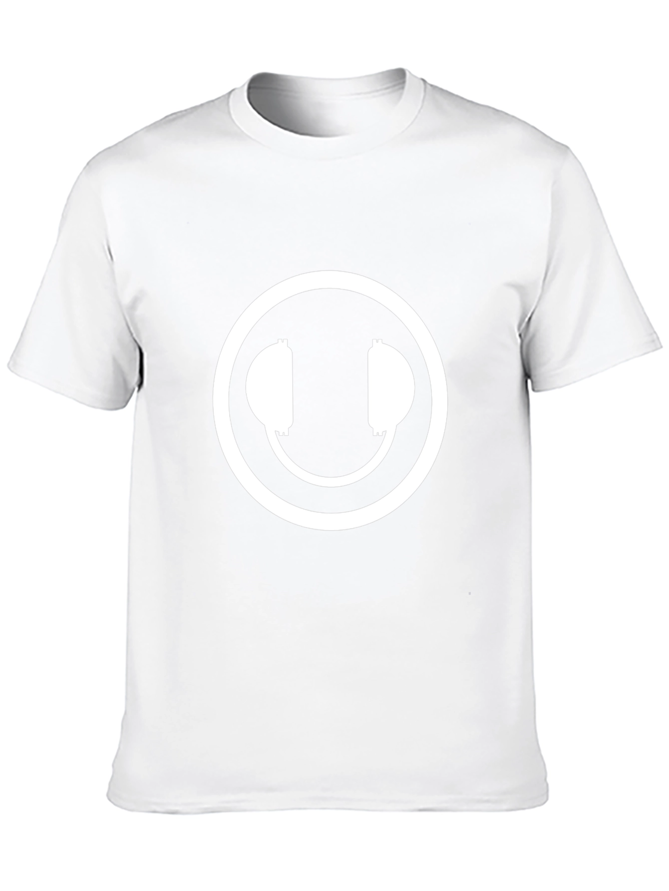Headphone Smiley Face Black T-Shirt