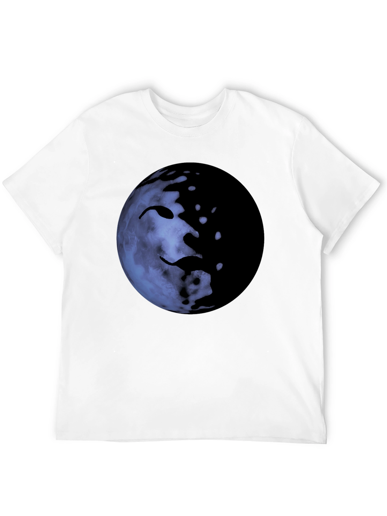 Unique Moon Face Graphic Black T-Shirt