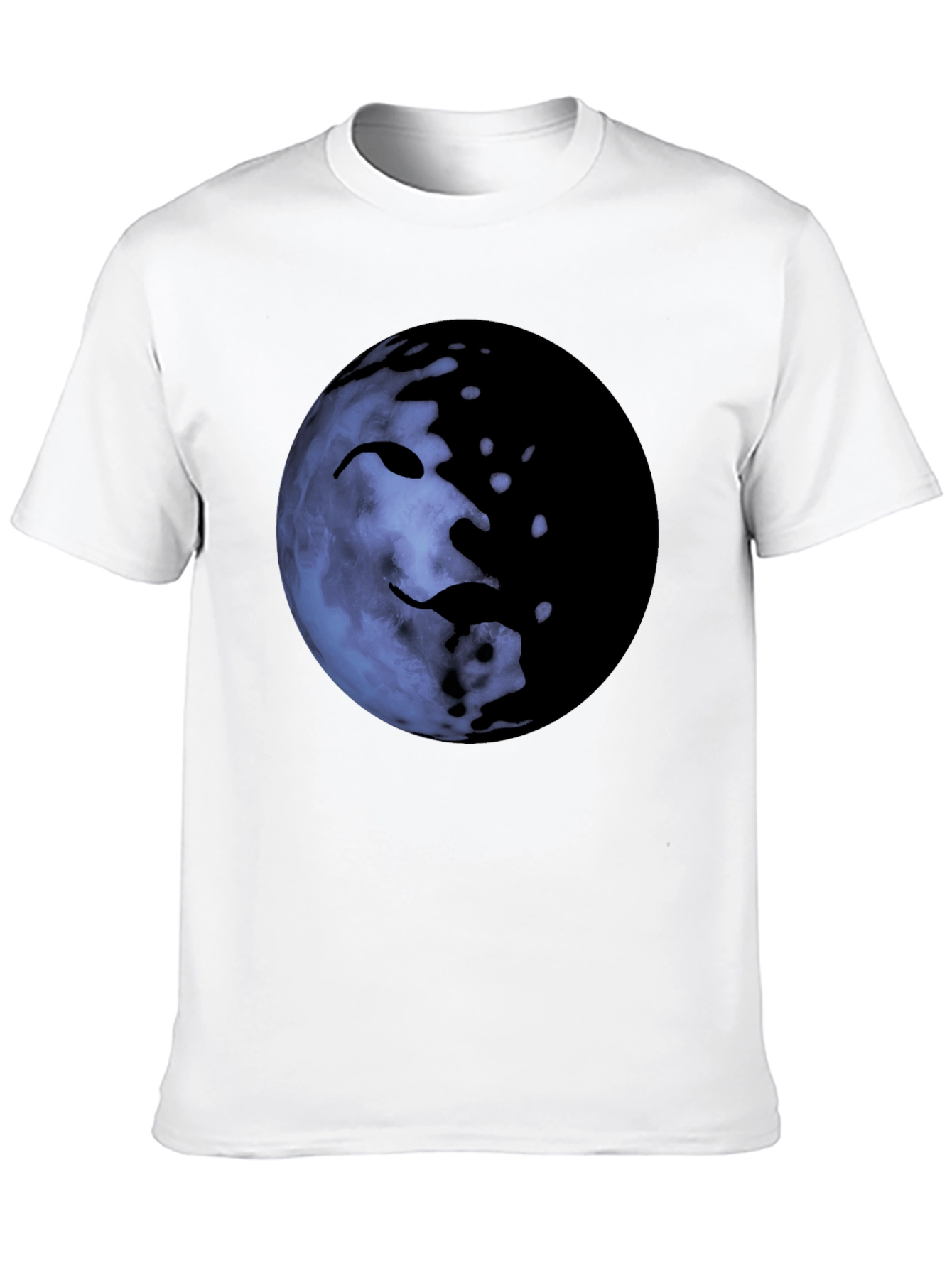 Unique Moon Face Graphic Black T-Shirt