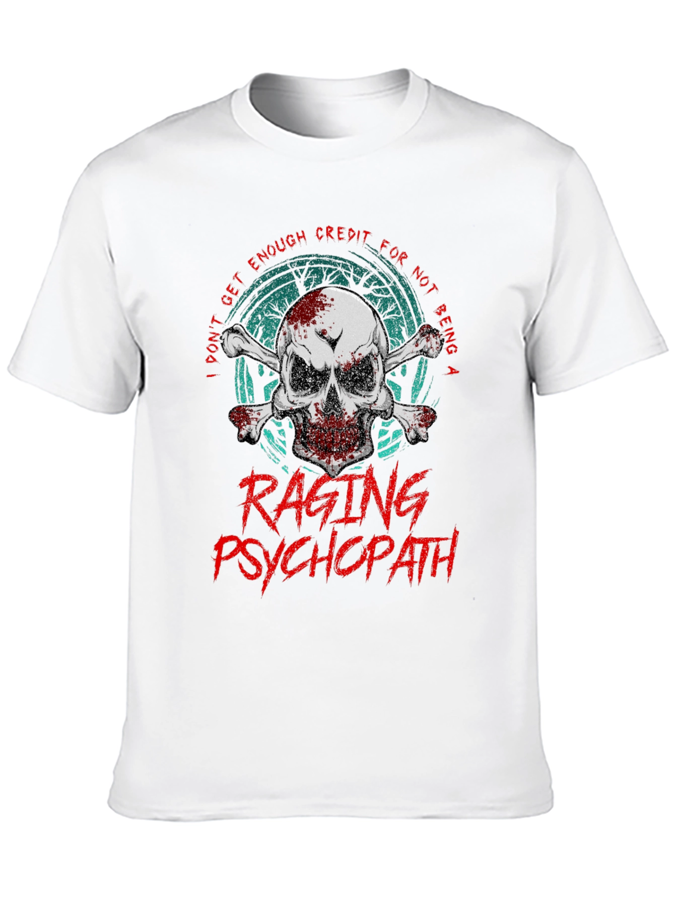 Raging Psychopath Skull Graphic T-Shirt
