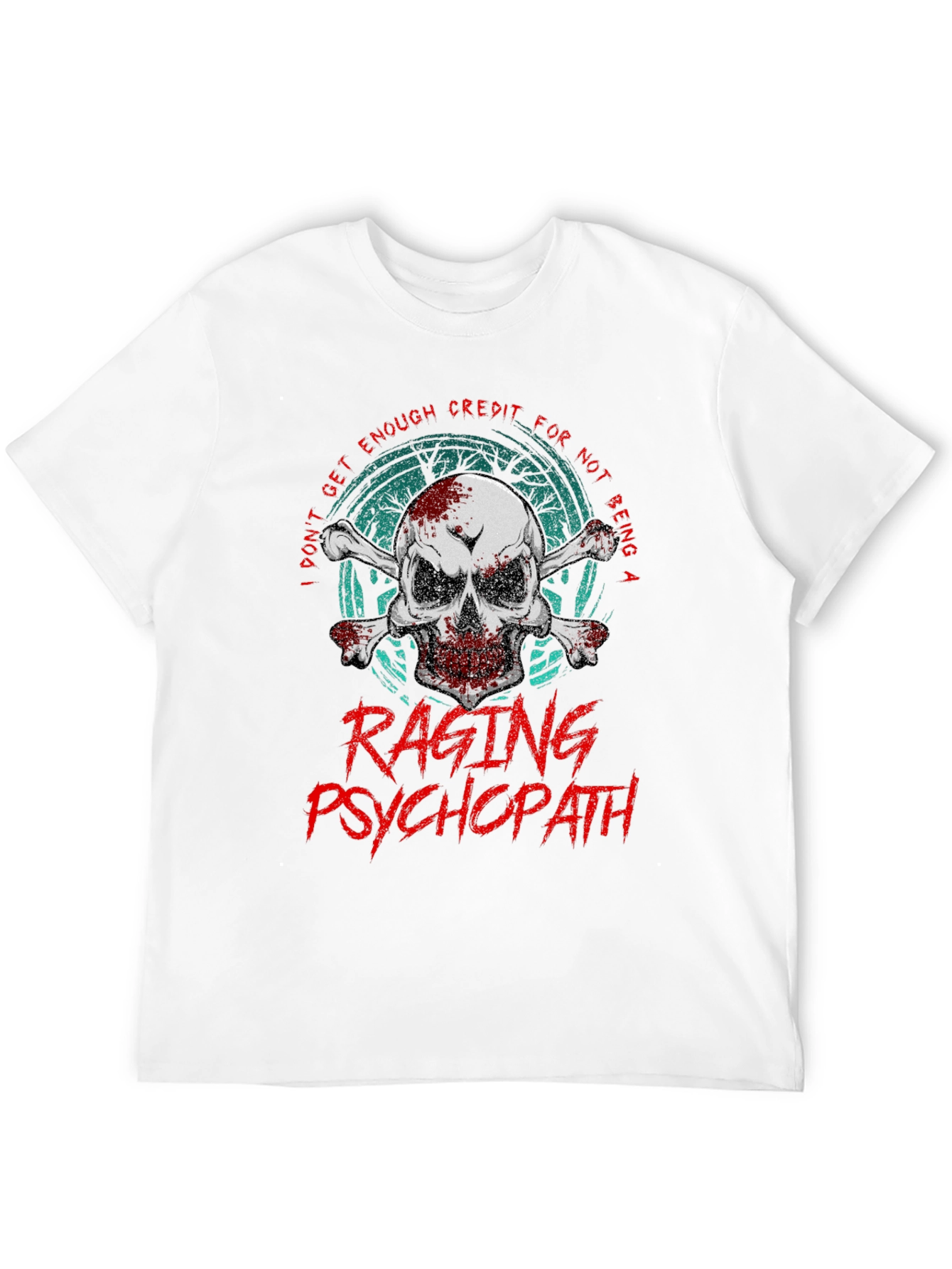 Raging Psychopath Skull Graphic T-Shirt