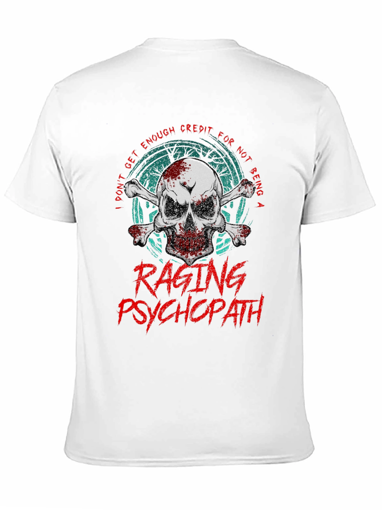Raging Psychopath Skull Graphic T-Shirt