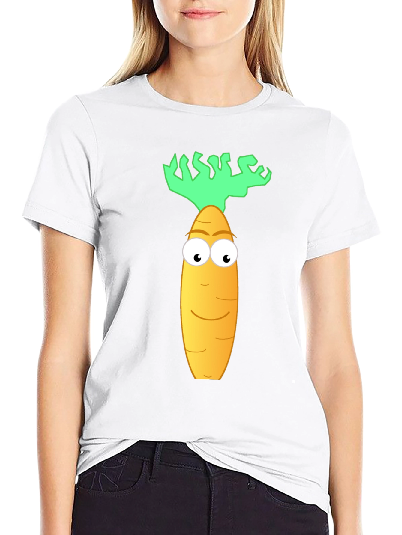 Funny Carrot Cartoon Graphic Tee - Black