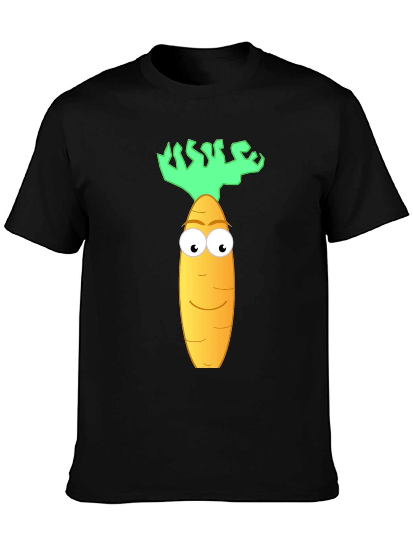 Funny Carrot Cartoon Graphic Tee - Black