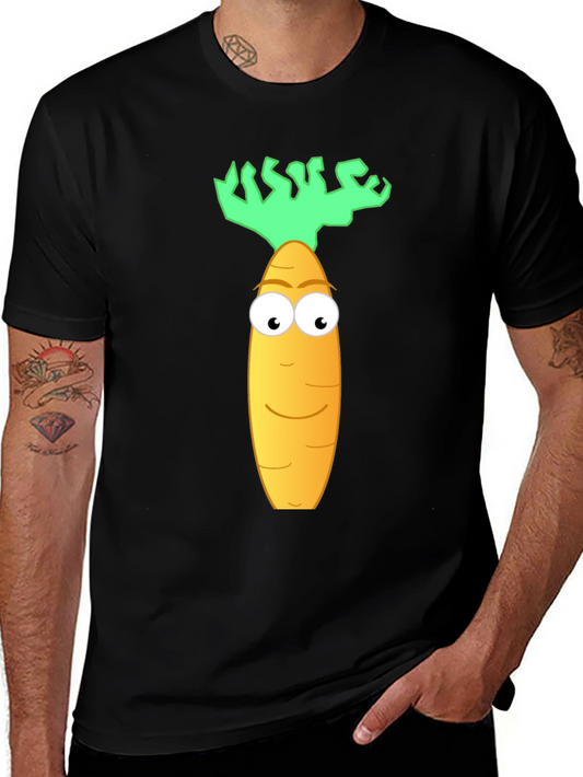 Funny Carrot Cartoon Graphic Tee - Black