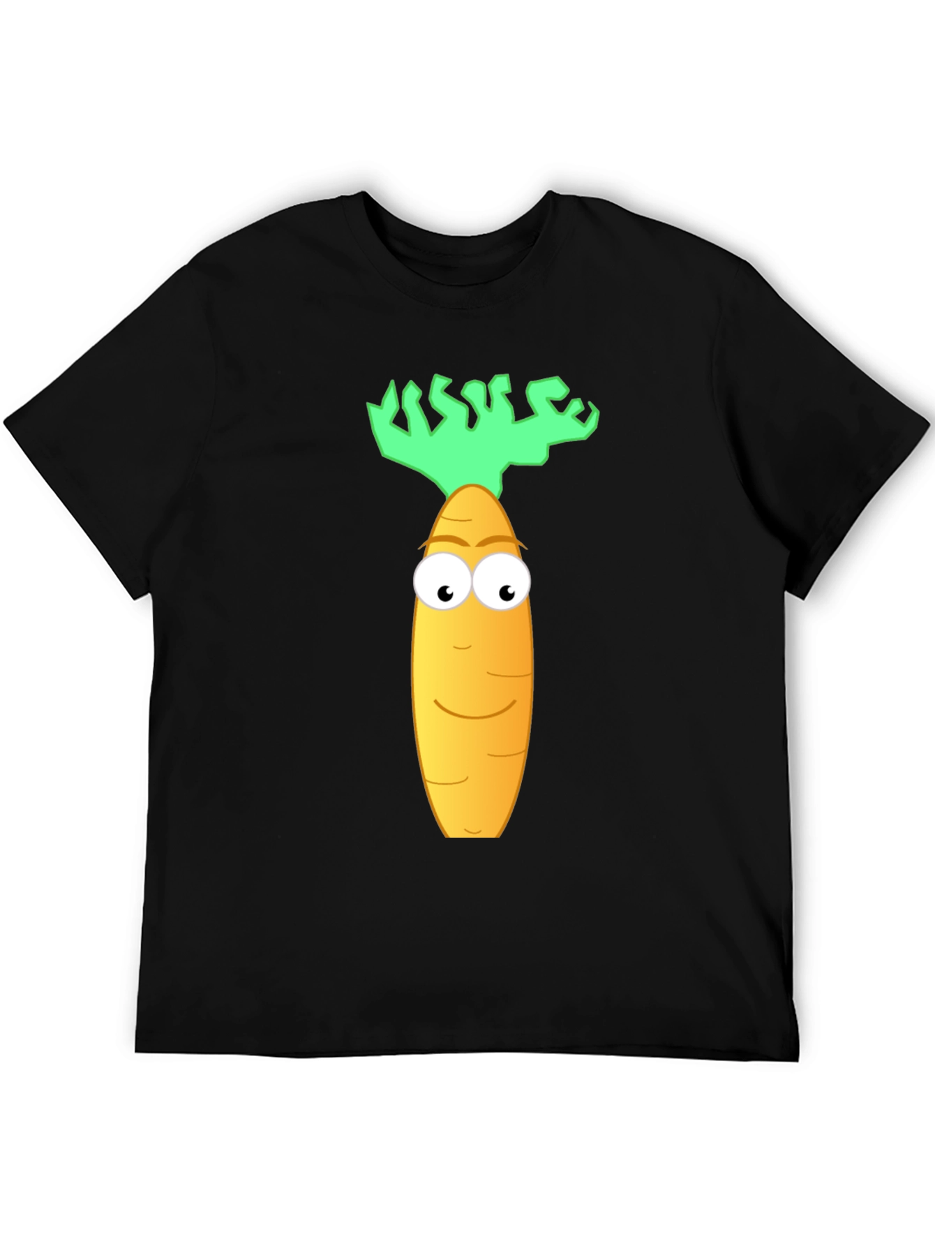 Funny Carrot Cartoon Graphic Tee - Black