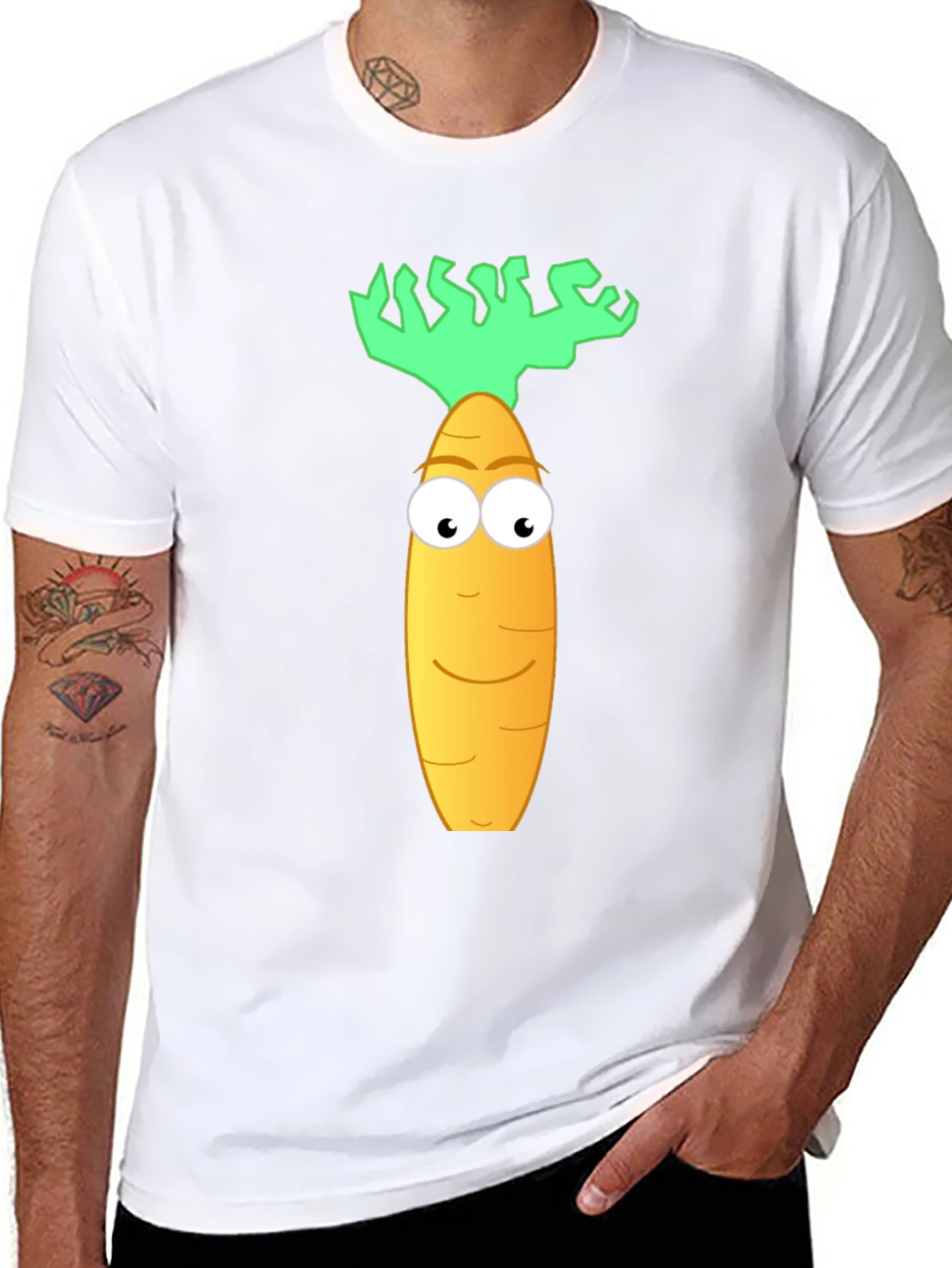 Funny Carrot Cartoon Graphic Tee - Black
