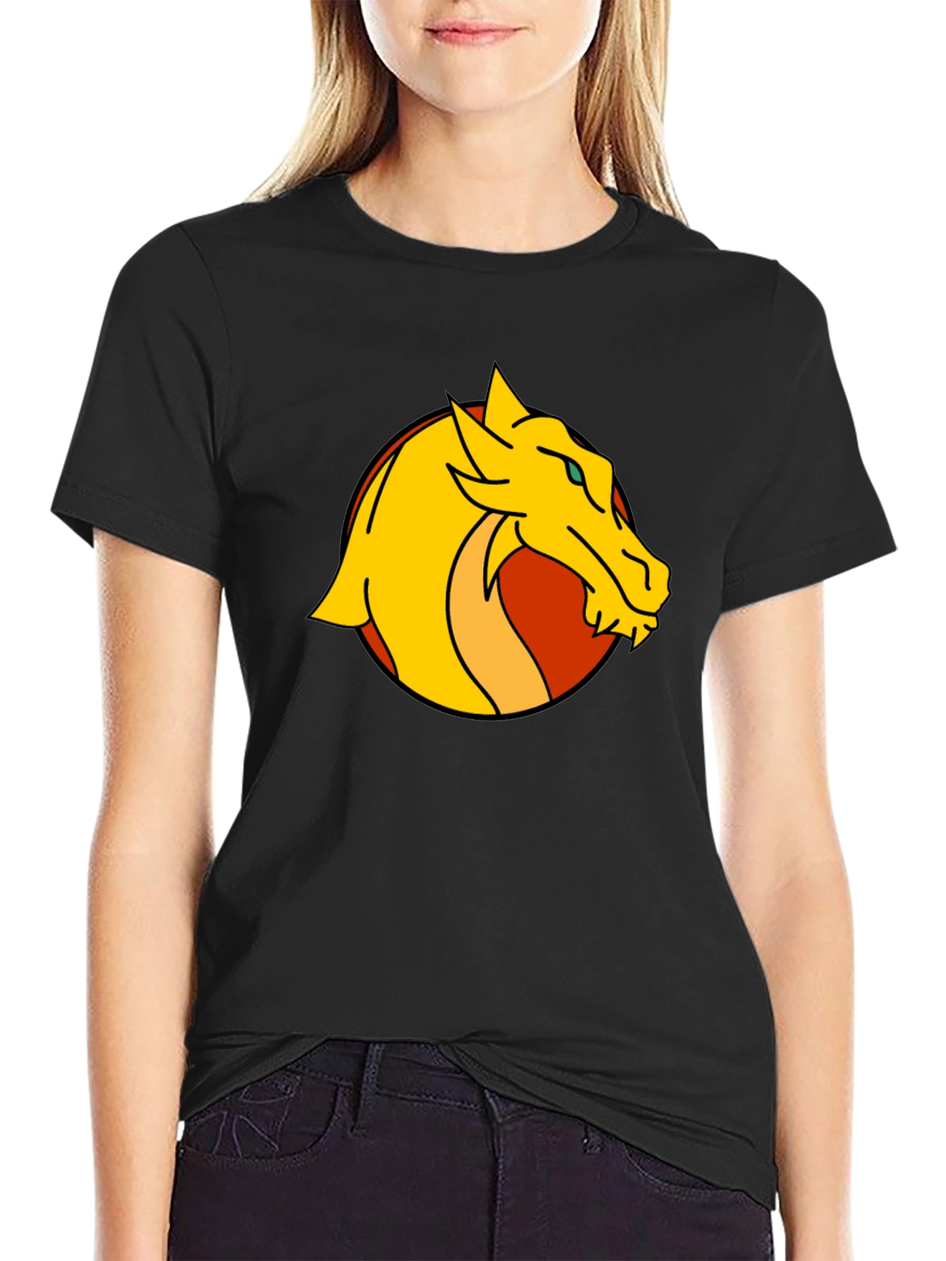 Dragon Graphic Print Black T-Shirt