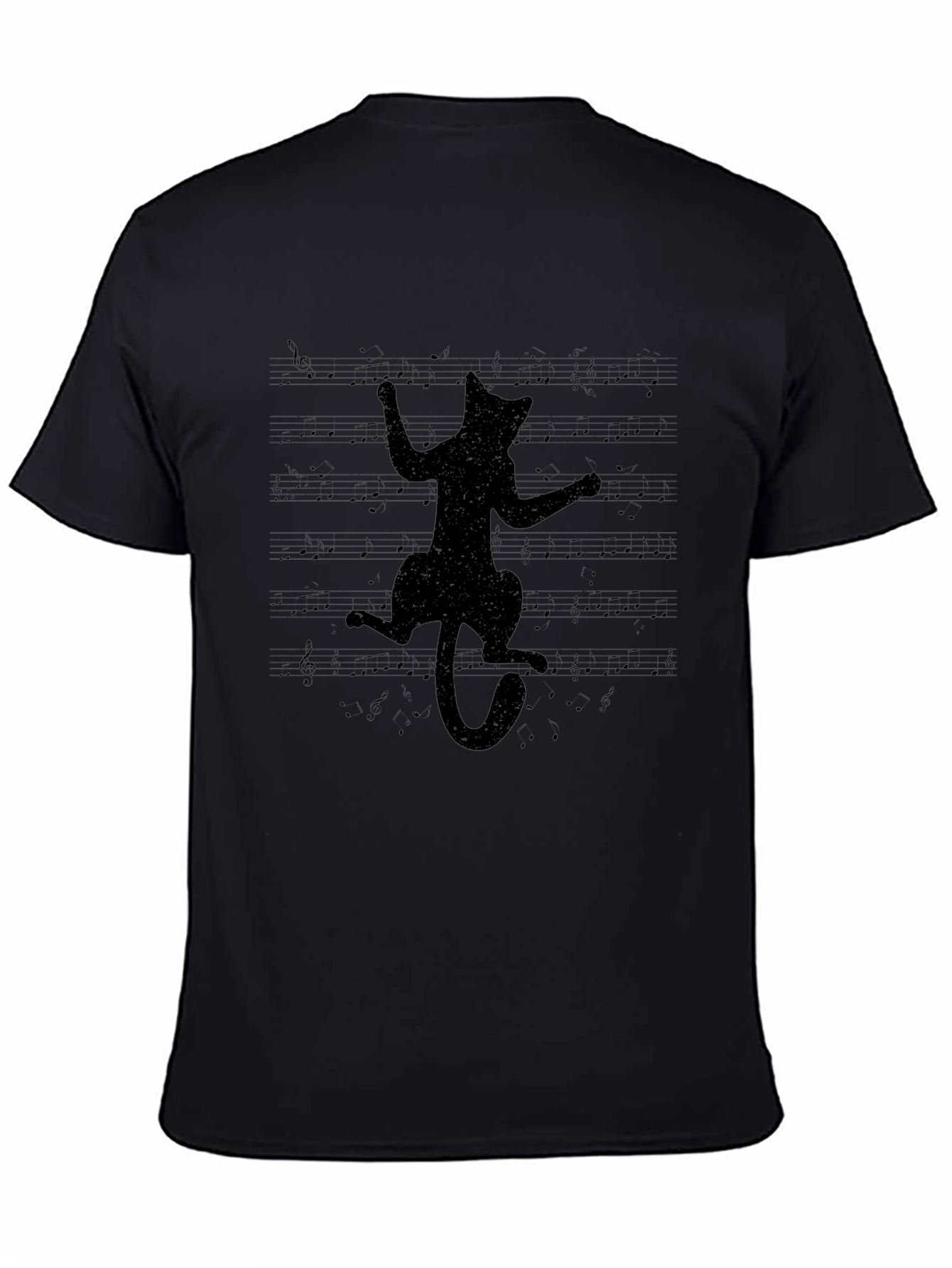 Black Cat Music Notes Graphic Tee - Unisex