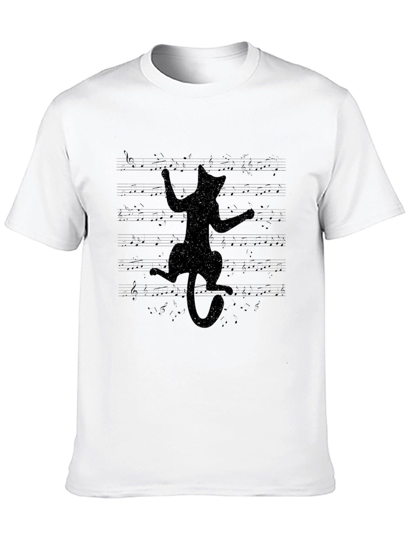 Black Cat Music Notes Graphic Tee - Unisex
