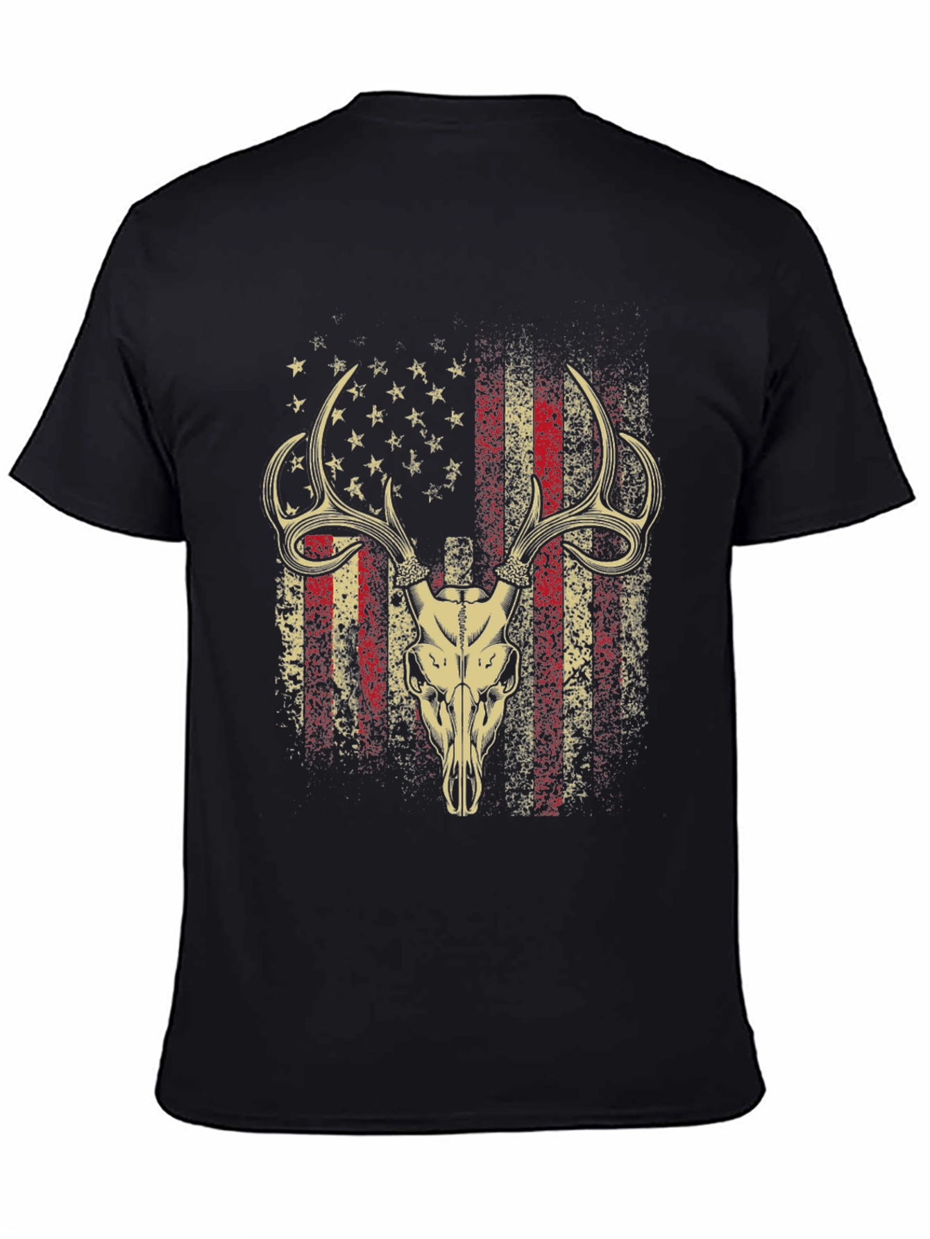 American Flag Deer Skull Graphic T-Shirt