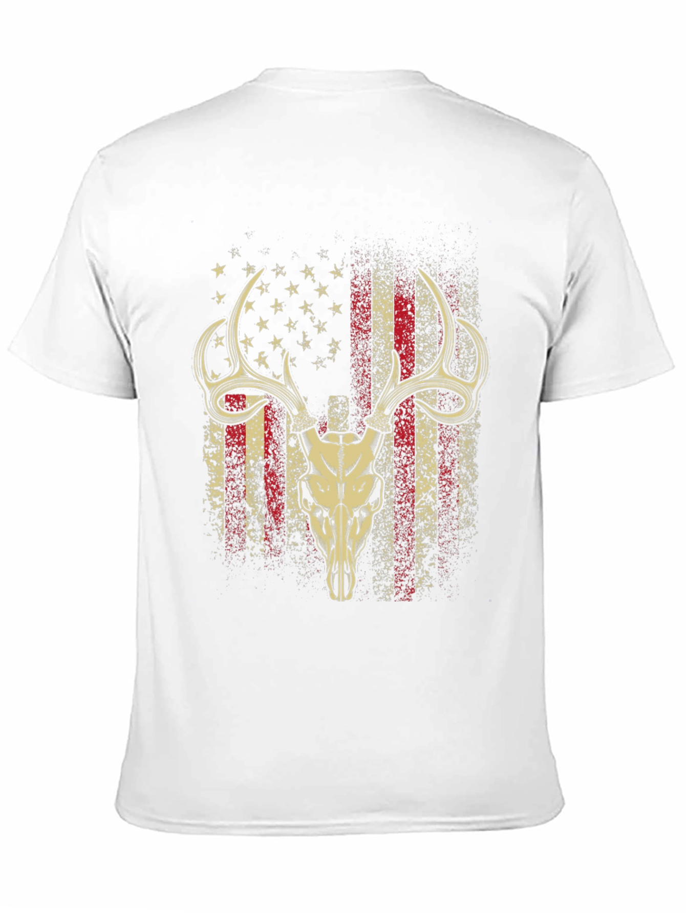 American Flag Deer Skull Graphic T-Shirt