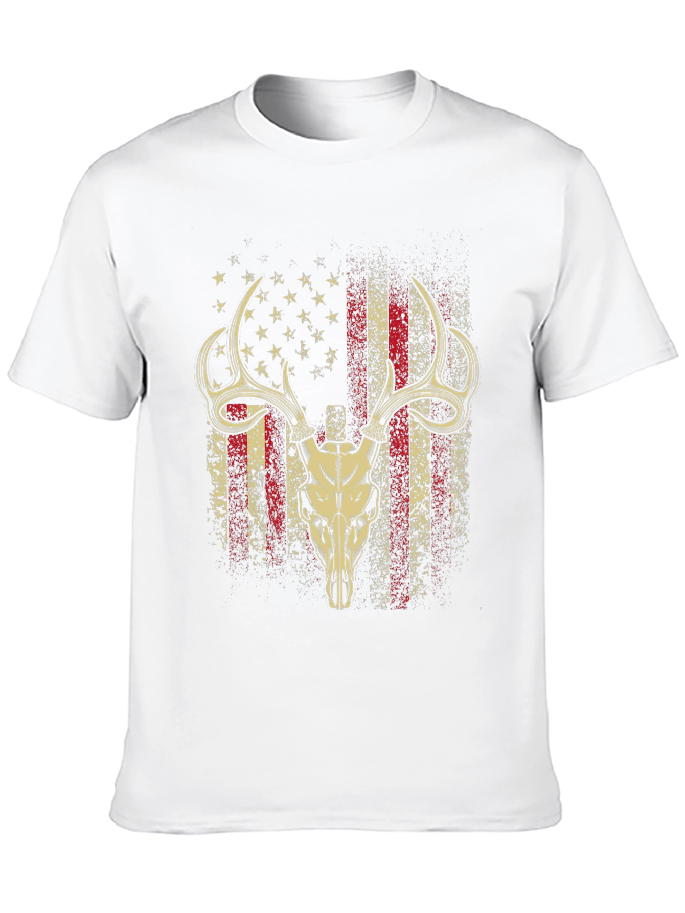 American Flag Deer Skull Graphic T-Shirt