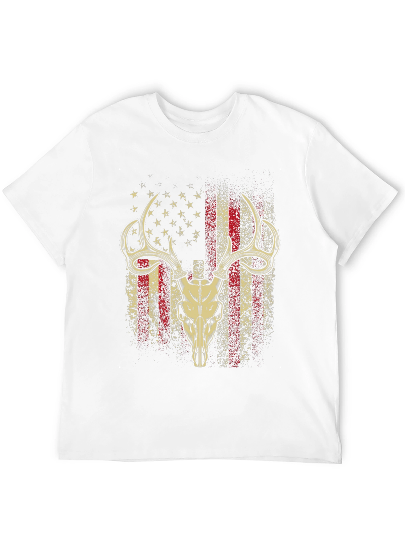 American Flag Deer Skull Graphic T-Shirt