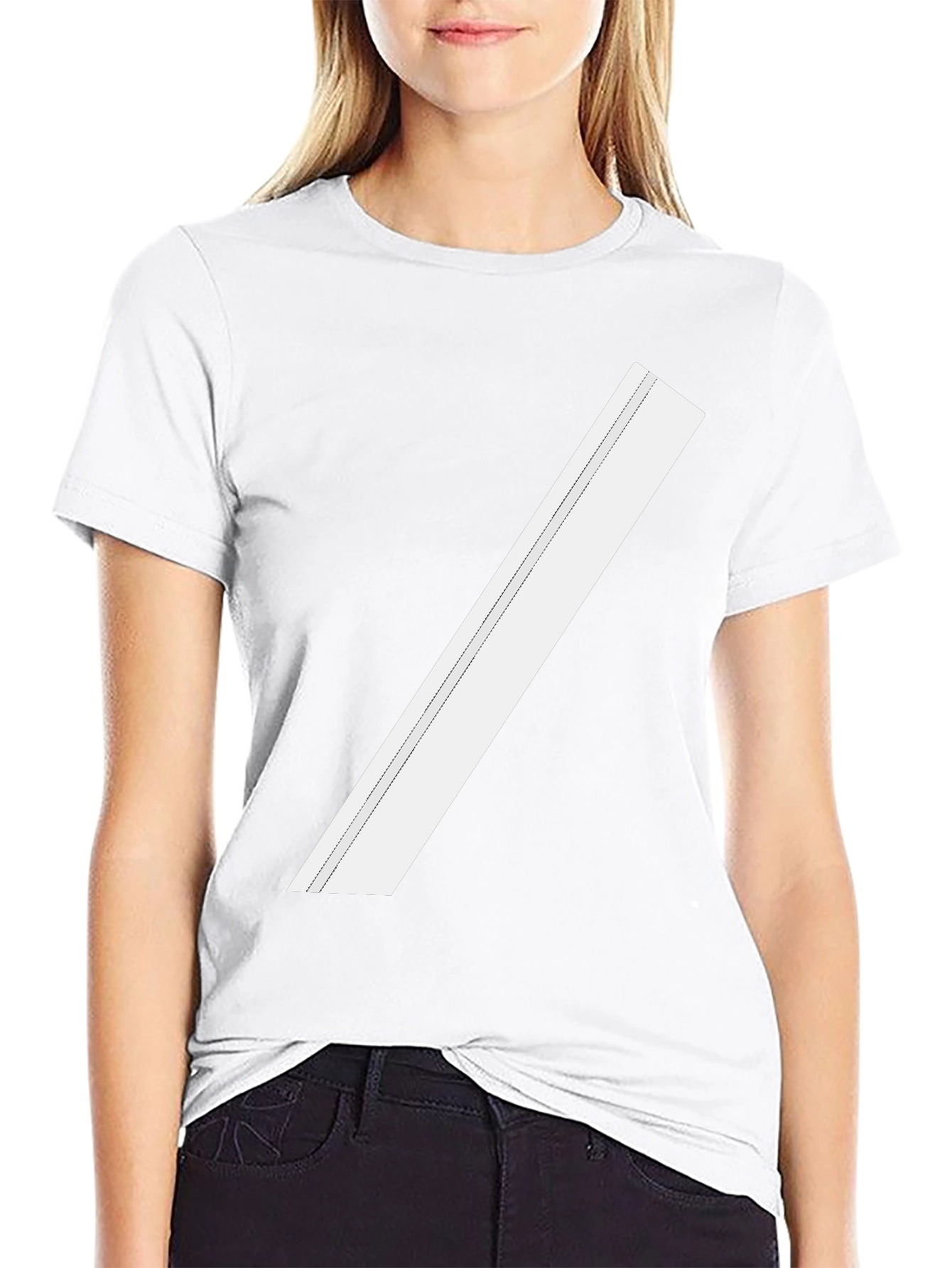 Modern Black Tee with Diagonal White Stripe