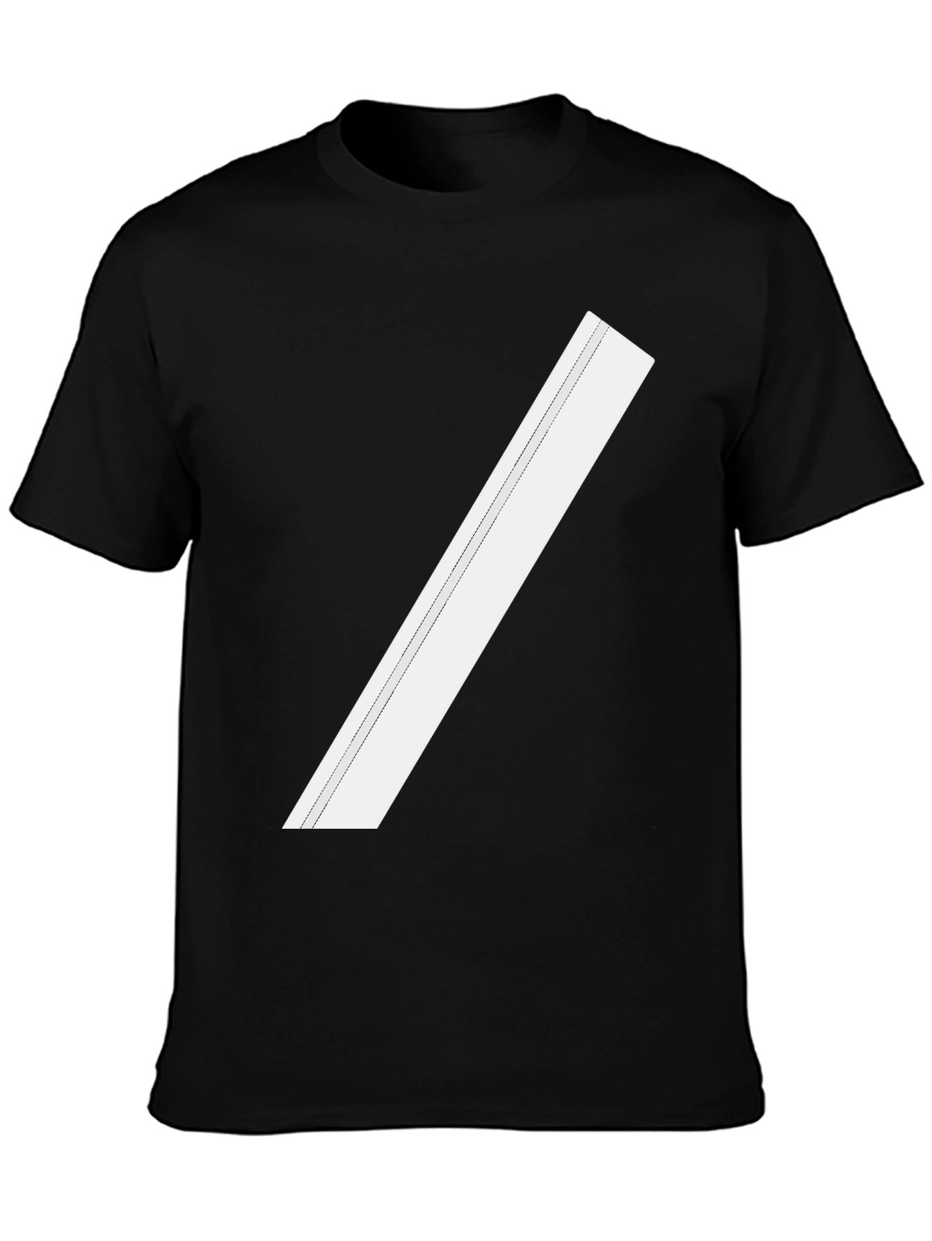Modern Black Tee with Diagonal White Stripe