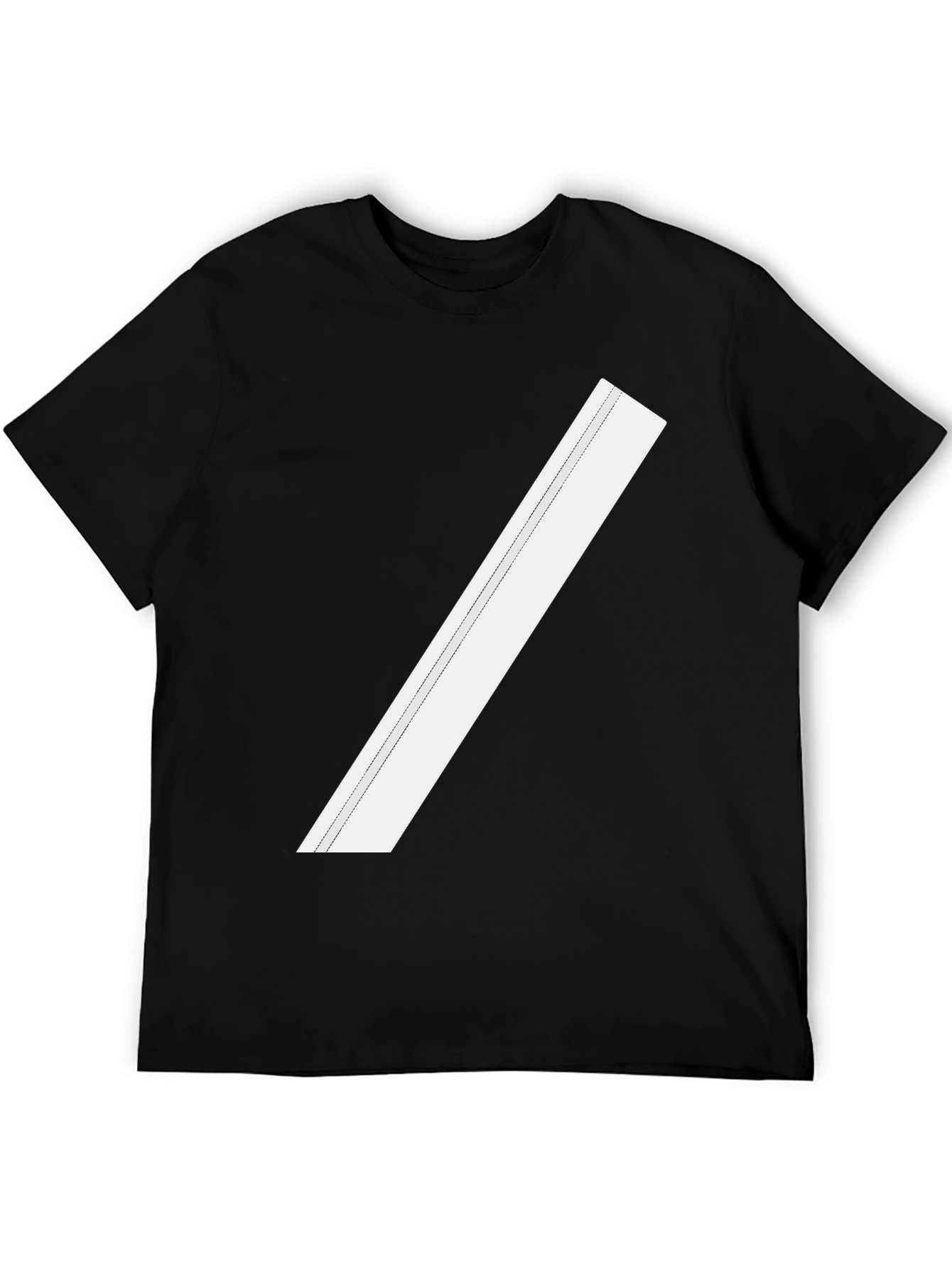 Modern Black Tee with Diagonal White Stripe