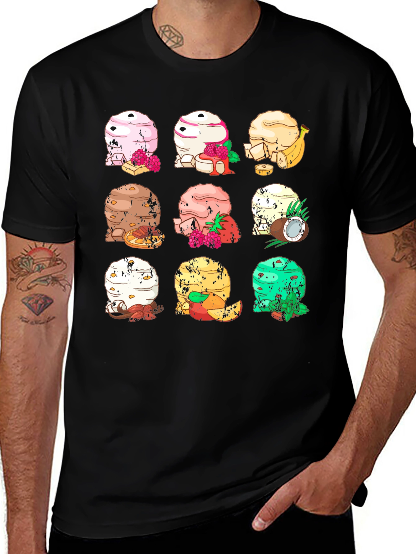 Ice Cream Flavors Graphic T-Shirt
