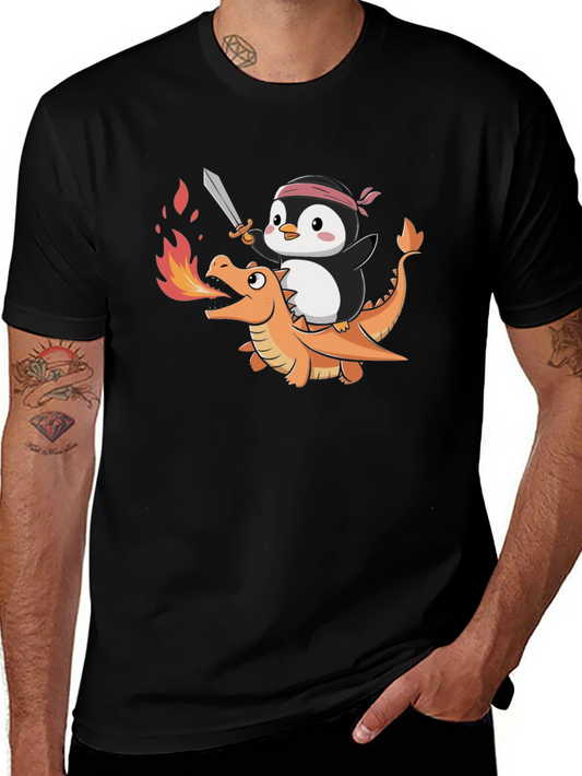 Penguin Riding Dragon Graphic Tee