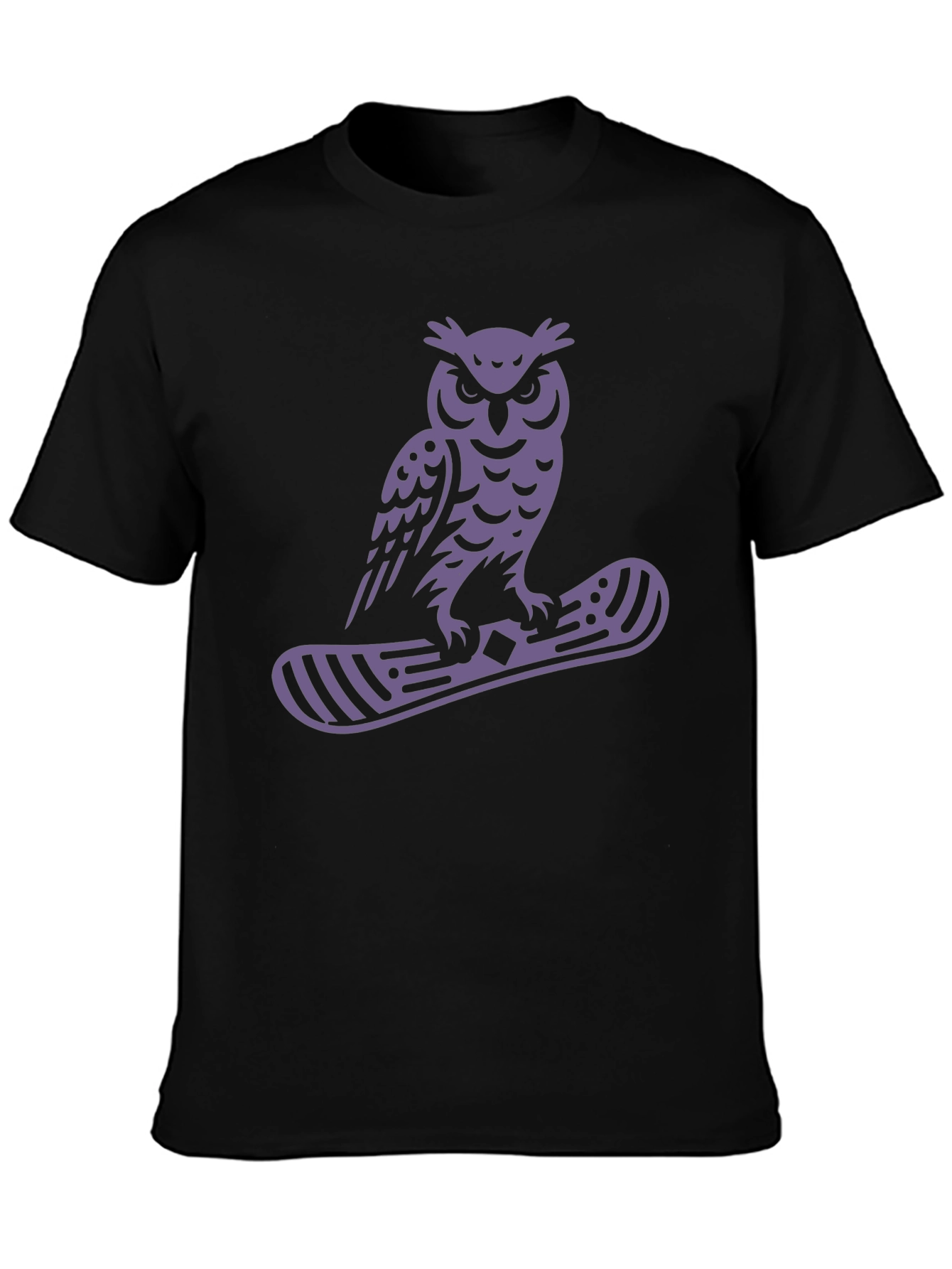 Owl Snowboard Graphic Tee - Black Cotton Blend