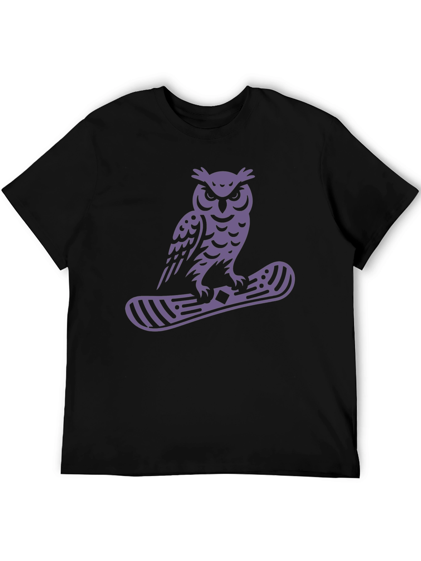 Owl Snowboard Graphic Tee - Black Cotton Blend